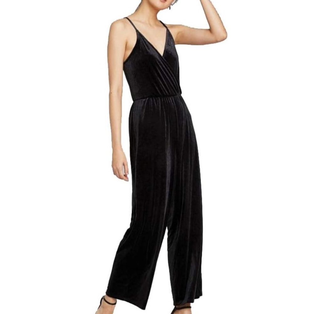 Wild Fable Sleeveless V-Neck Velvet Wrap Jumpsuit